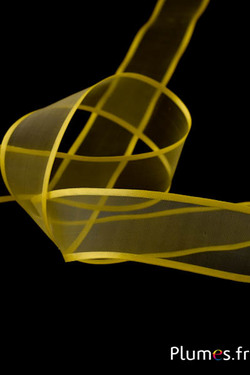 Nastro organza con filo metallico - 100 x 4 cm - giallo  